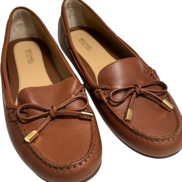 Michael Kors Sutton Cognac Moccasin Flat Loafers with  Bow Size 8.5 Lk Nw! - Picture 3 of 6